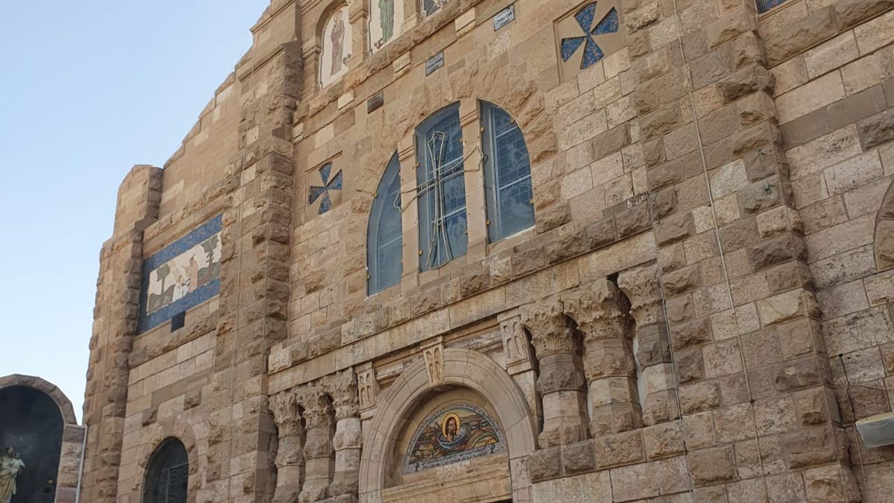 Front of a catholic church in Madaba