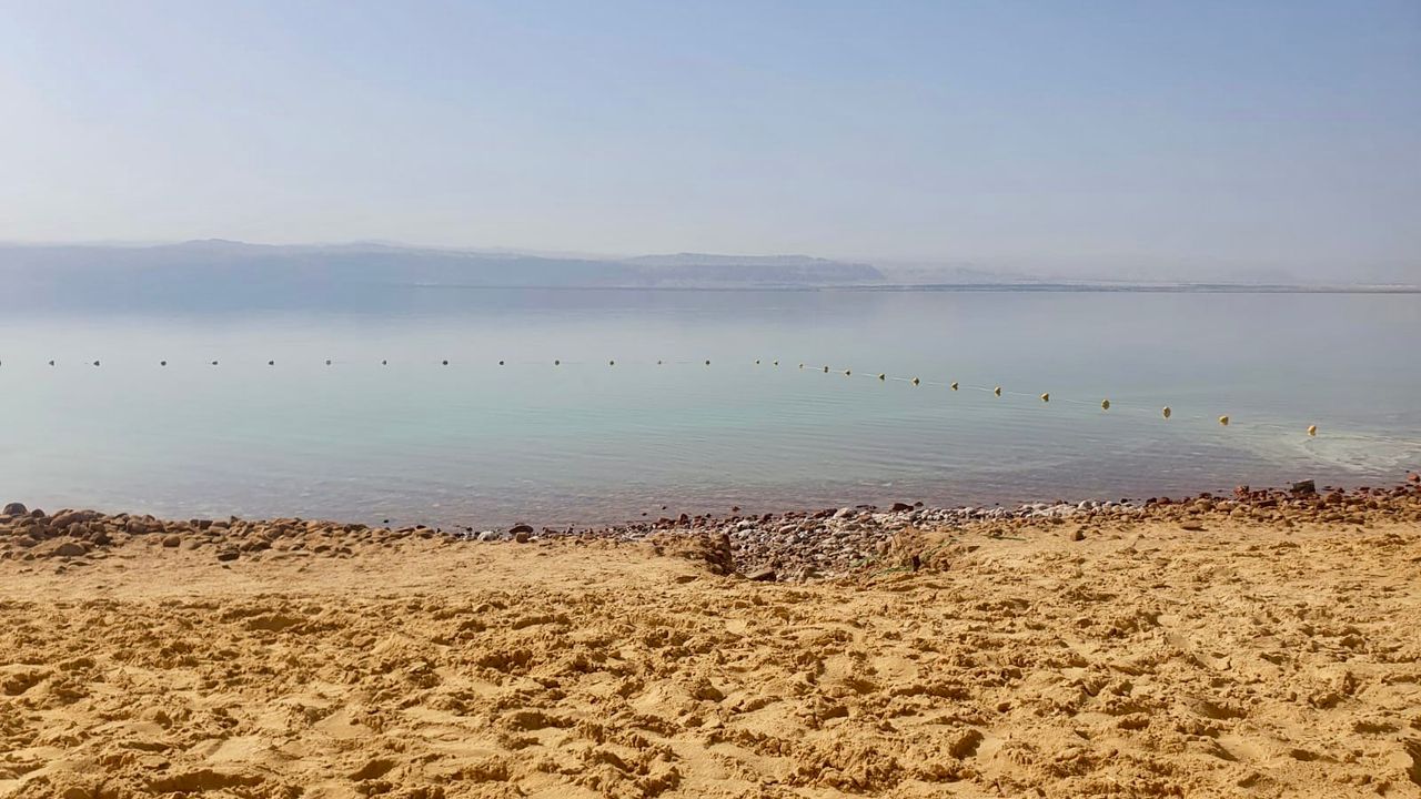 Dead Sea beach with swimming delimitation 