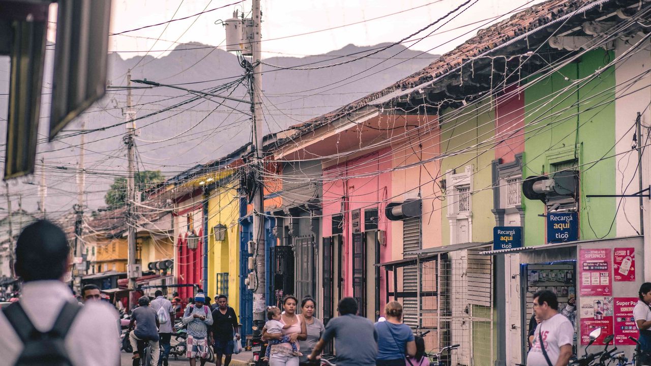 Colorful and busy streets of Granada, Nicaragua